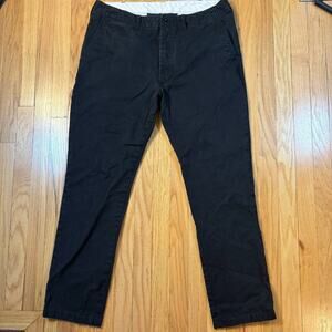 Buck Mason Maverick Slim Officer Chino Pants Mens 36 Black Cotton 9oz Slub Twill
